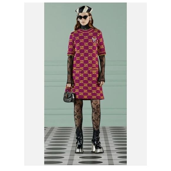 Gucci Wool GG Boucle Sweater Mini Dress Small Logo Monogram - Picture 10 of 10